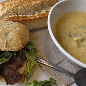 Panera Bread - Steak Sandwich And Broccoli cheese soup - Sandwiches Near Me - Port Charlotte, Florida Panera Bread - Steak Sandwich And Broccoli cheese soup - Sandwiches Near Me - Port Charlotte, Florida