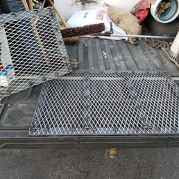Grates for BBQ Grills made out of Expanded Metal and reinforced with Flat Stock around the edges and in the middle of the larger one. Grates for BBQ Grills made out of Expanded Metal and reinforced with Flat Stock around the edges and in the middle of the larger one.