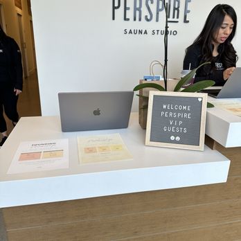 Perspire Sauna Studio - Porter Ranch - Front desk at the grand opening - Saunas Near Me - Porter Ranch, California Perspire Sauna Studio - Porter Ranch - Front desk at the grand opening - Saunas Near Me - Porter Ranch, California