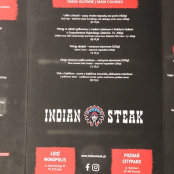 Indian Steak - Menu - Steakhouses Near Me - Poznań, WP