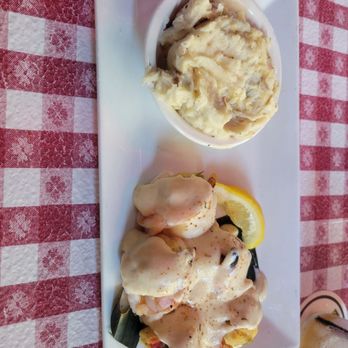 Conchy Joe's - Conch stuffed shrimp and mashed potatoes - Seafood Near Me - Jensen Beach, Florida