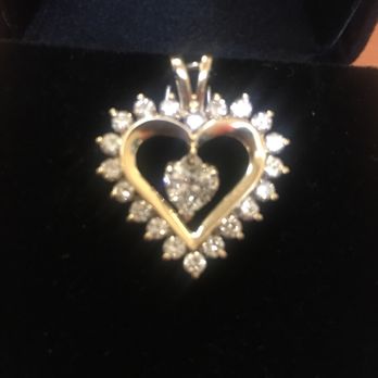 Fred Bennett Creations - 14 Kt Heart pendant with Heart Cut Diamond in center. - Jewelry Near Me - Renton, Washington Fred Bennett Creations - 14 Kt Heart pendant with Heart Cut Diamond in center. - Jewelry Near Me - Renton, Washington
