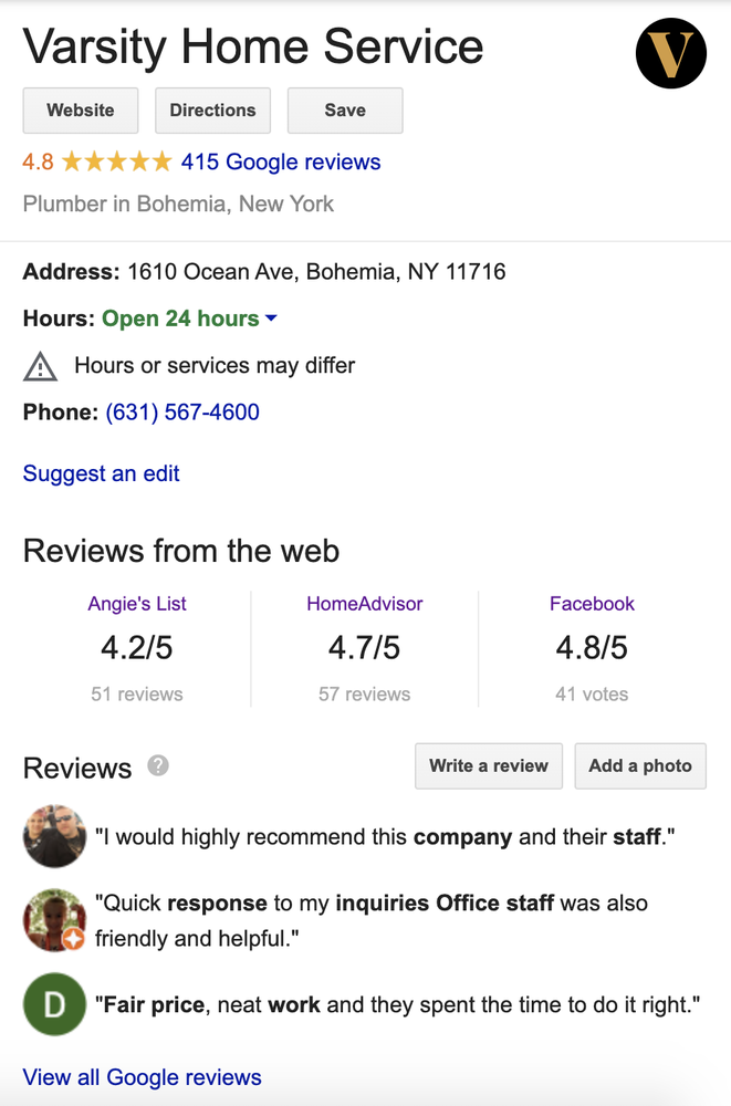 Slide of Varsity Home Service