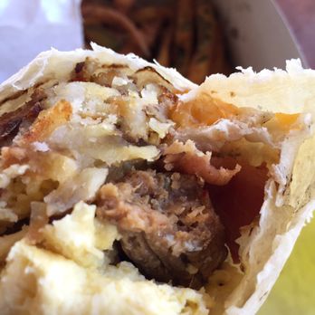 Lucky Boy - Sausage and bacon burrito $7.10 10/2016 - Burgers Near Me - Pasadena, California
