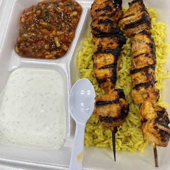 Bateeni - Turkish salad, taziki and chicken kabob platter with rice! - Mediterranean Near Me - Goldsboro, North Carolina Bateeni - Turkish salad, taziki and chicken kabob platter with rice! - Mediterranean Near Me - Goldsboro, North Carolina