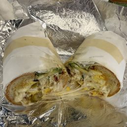 Pepper & Egg Sandwich (I added sausage, bacon, avocados, and spicy giardinera to my 2 sandwiches)!! So awesome!!! Pepper & Egg Sandwich (I added sausage, bacon, avocados, and spicy giardinera to my 2 sandwiches)!! So awesome!!!