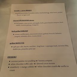 Tasting menu of when we went Tasting menu of when we went
