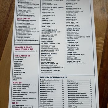 Top Deck Bar - Menu back - New American Near Me - Savannah, Georgia