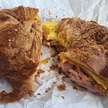Rekindle Coffee - Gianr croissant with cheese and egg - Cafes Near Me - Orange, California