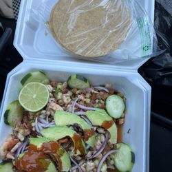 Aguachiles Y Clamatos El Pariente - Shrimp Ceviche  / Ceviche de Camarón. Size medium to go.