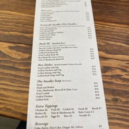 Menu The Pho
