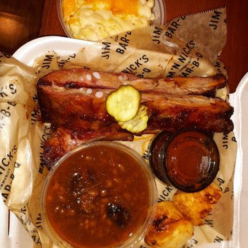 Jim 'N Nick's Bar-B-Q - 1lb Spare Ribs plate with baked beans,mac and cheese - Barbeque Near Me - Birmingham, Alabama Jim 'N Nick's Bar-B-Q - 1lb Spare Ribs plate with baked beans,mac and cheese - Barbeque Near Me - Birmingham, Alabama