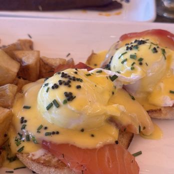 Fig Tree Cafe - House-Cured Salmon Benedict w/ side of Man Candy - Breakfast & Brunch Near Me - San Diego, California