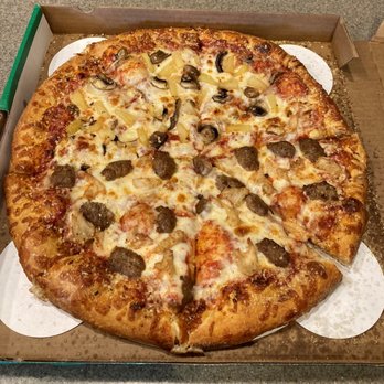 Marco's Pizza - Large, thick crust, half mushroom and pineapple, half sausage and chicken - Pizza Near Me - West Point, Utah