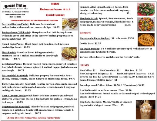 Menu photo 5 Tees Me Treat Me Trinidad, CO