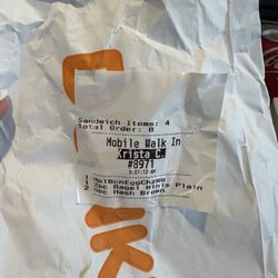 Dunkin' - The ticket I was told had been lost, right there stuck to the bag