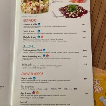 100 % Natural - Menu as of July 2019 - Vegetarian Near Me - Cancún, ROO