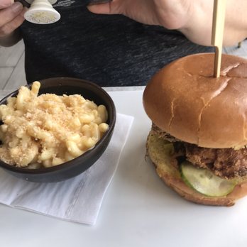 Coop 303 - Fried chicken sandwich with a side of macaroni and cheese! - New American Near Me - Atlantic Beach, Florida Coop 303 - Fried chicken sandwich with a side of macaroni and cheese! - New American Near Me - Atlantic Beach, Florida