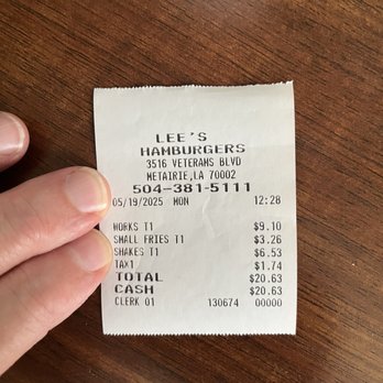 Lee's Hamburgers - Ticket - Hot Dogs Near Me - Metairie, Louisiana Lee's Hamburgers - Ticket - Hot Dogs Near Me - Metairie, Louisiana