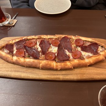 A Thousand Tales - Pide with sojuk sausage and pastrami - Turkish Near Me - Mount Prospect, Illinois