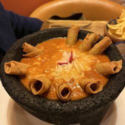 Casa El Camino - Flautas immersed in a roasted flavor red sauce, oooooh yeah!