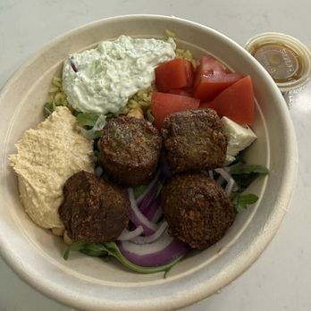 Greco Fresh Grille - Falafel the Greco Bowl with falafel - Greek Near Me - Charlotte, North Carolina Greco Fresh Grille - Falafel the Greco Bowl with falafel - Greek Near Me - Charlotte, North Carolina