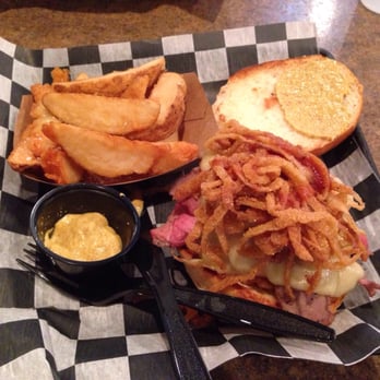 Deep Run Roadhouse - Today's special! Smoked NY Stripped Sandwich with onion string and Swiss cheese. Yum! - Barbeque Near Me - Richmond, Virginia