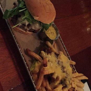 Hops Burger Bar - Deliciousness chili cheese fries and college hill blues burger - Burgers Near Me - Greensboro, North Carolina