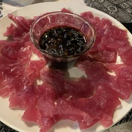 Tuna sashimi, spicy ponzu