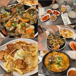 Our yummy food we Ordered:  Blue Soy Crab Small / 간장게장 S Gamjatang (감자탕) Gul-Jun / 굴전