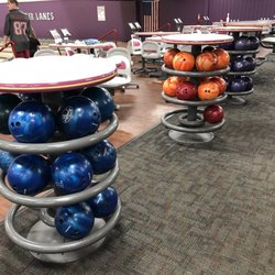 Air Lanes Bowling Center - The bowling balls are very well organized by weight.