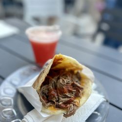 Pana Venezuelan Food - Pelua (shredded beef) and a watermelon juice! Deeeelish!!