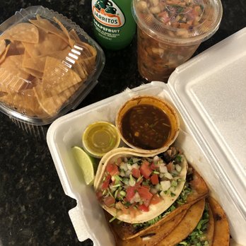 Guerrero's Market - Lengua taco, birria tacos (3), shrimp ceviche aka Mexican shrimp cocktail, grapefruit soda. All so good. - Grocery Near Me - Lowell, Massachusetts