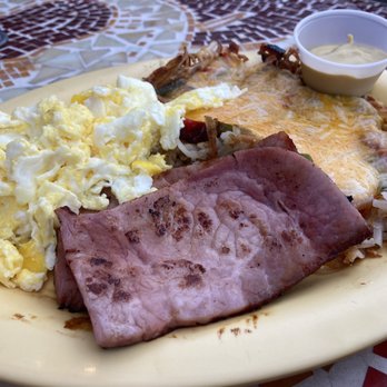 Cherrywood Coffeehouse - American Breakfast (added cheese and peppers to hash browns.) - Coffee & Tea Near Me - Austin, Texas Cherrywood Coffeehouse - American Breakfast (added cheese and peppers to hash browns.) - Coffee & Tea Near Me - Austin, Texas