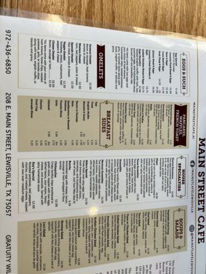 Menu photo 3 Main Street Cafe Lewisville, TX