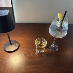 Tequila, water with lemon and lime