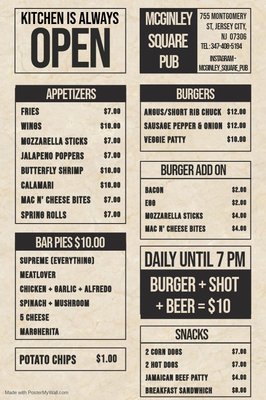Menu photo 4 McGinley Square Pub Jersey City, NJ Menu photo 4 McGinley Square Pub Jersey City, NJ