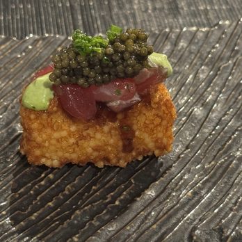 Mugen - Amuse Bouche - poke on a rice cake - New American Near Me - Honolulu, Hawaii Mugen - Amuse Bouche - poke on a rice cake - New American Near Me - Honolulu, Hawaii
