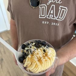 Shaka-Laka Bowls of NMB - Carolina Bowl: Ube sorbet with blueberries, banana, coconut flakes, and honey.