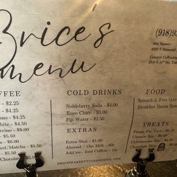 Brice's Coffee and Bake House - Menu - Bakeries Near Me - Tulsa, Oklahoma Brice's Coffee and Bake House - Menu - Bakeries Near Me - Tulsa, Oklahoma