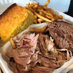 Smoke Box with brisket and pork shoulder
