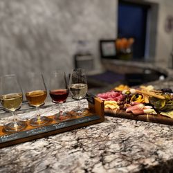 Ceccoli Vineyards - A wine flight and charcuterie board!
