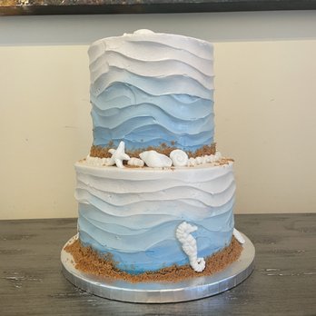 Crosthwaite Custom Cakes - 2 tier round beach theme cake. Lemon raspberry flavor - Cupcakes Near Me Crosthwaite Custom Cakes - 2 tier round beach theme cake. Lemon raspberry flavor - Cupcakes Near Me