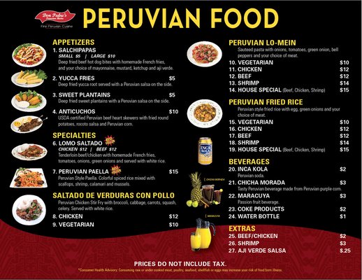 Menu photo 2 Don Pedro's Peruvian Bistro Tucson, AZ Menu photo 2 Don Pedro's Peruvian Bistro Tucson, AZ