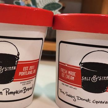Salt & Straw - Jack o' Lantern Pumpkin Bread and Salty Donut Guava and Cheese - Ice Cream & Frozen Yogurt Near Me - Portland, Oregon