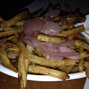 Dancing Marlin - Some of the dang best fries ever. Fries + pickled shallots - New American Near Me - Frankfort, Illinois