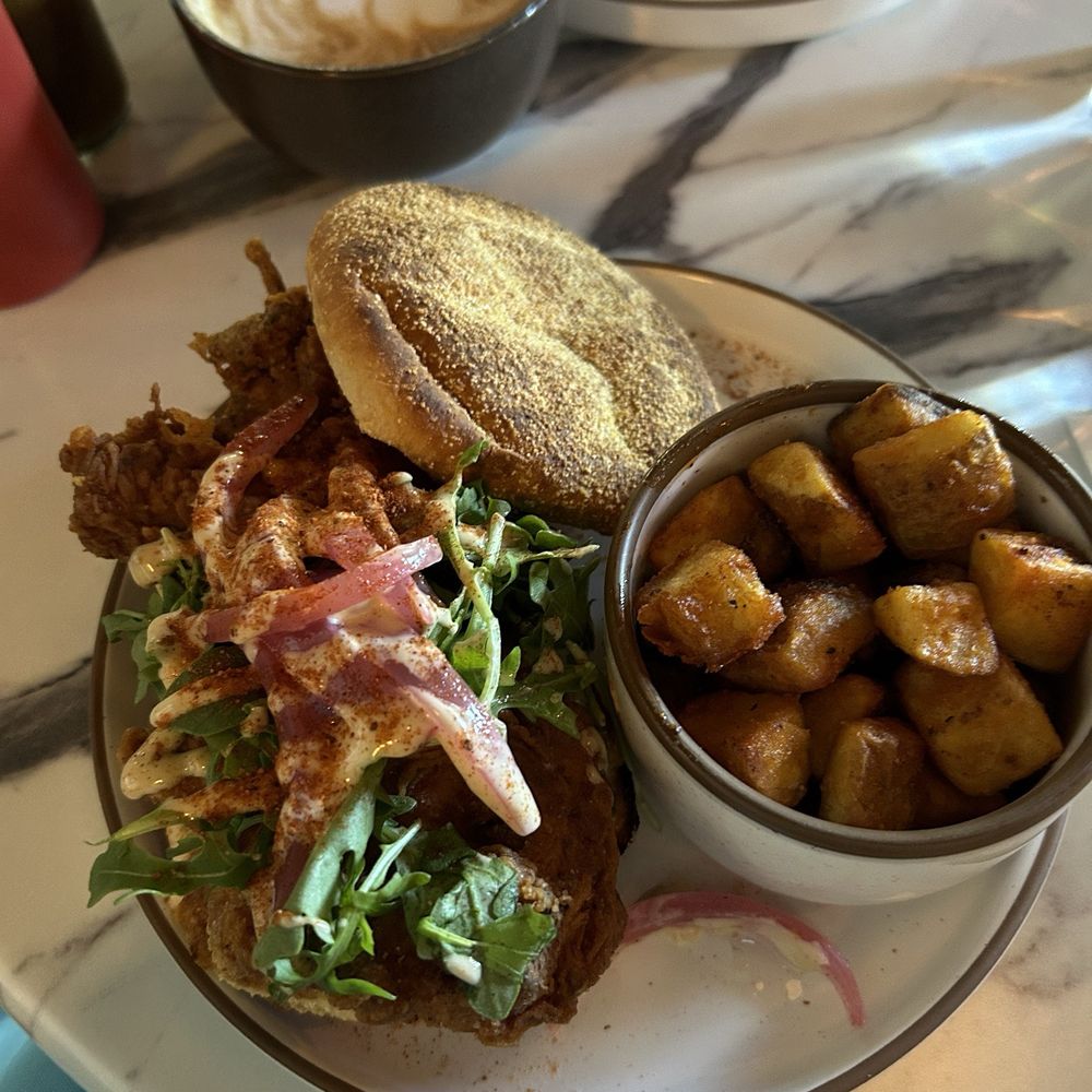 The Bird - Classic fried Chicken Sandwich with Home Fries - Breakfast & Brunch Near Me - Norfolk, Virginia The Bird - Classic fried Chicken Sandwich with Home Fries - Breakfast & Brunch Near Me - Norfolk, Virginia