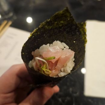 Sendo - Tokyo Set- Temaki/hand roll. Hamachi I believe - Sushi Bars Near Me - Manhattan, New York Sendo - Tokyo Set- Temaki/hand roll. Hamachi I believe - Sushi Bars Near Me - Manhattan, New York
