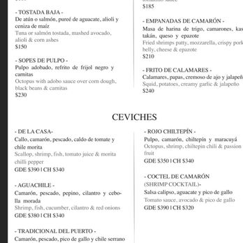 Boquinete - Menu - Seafood Near Me - Puerto Morelos, ROO Boquinete - Menu - Seafood Near Me - Puerto Morelos, ROO