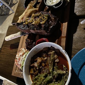 Compadres Cantina - Tomahawk Steak with all the fixings included. It was delicious. - Mexican Near Me - Ontario, California Compadres Cantina - Tomahawk Steak with all the fixings included. It was delicious. - Mexican Near Me - Ontario, California